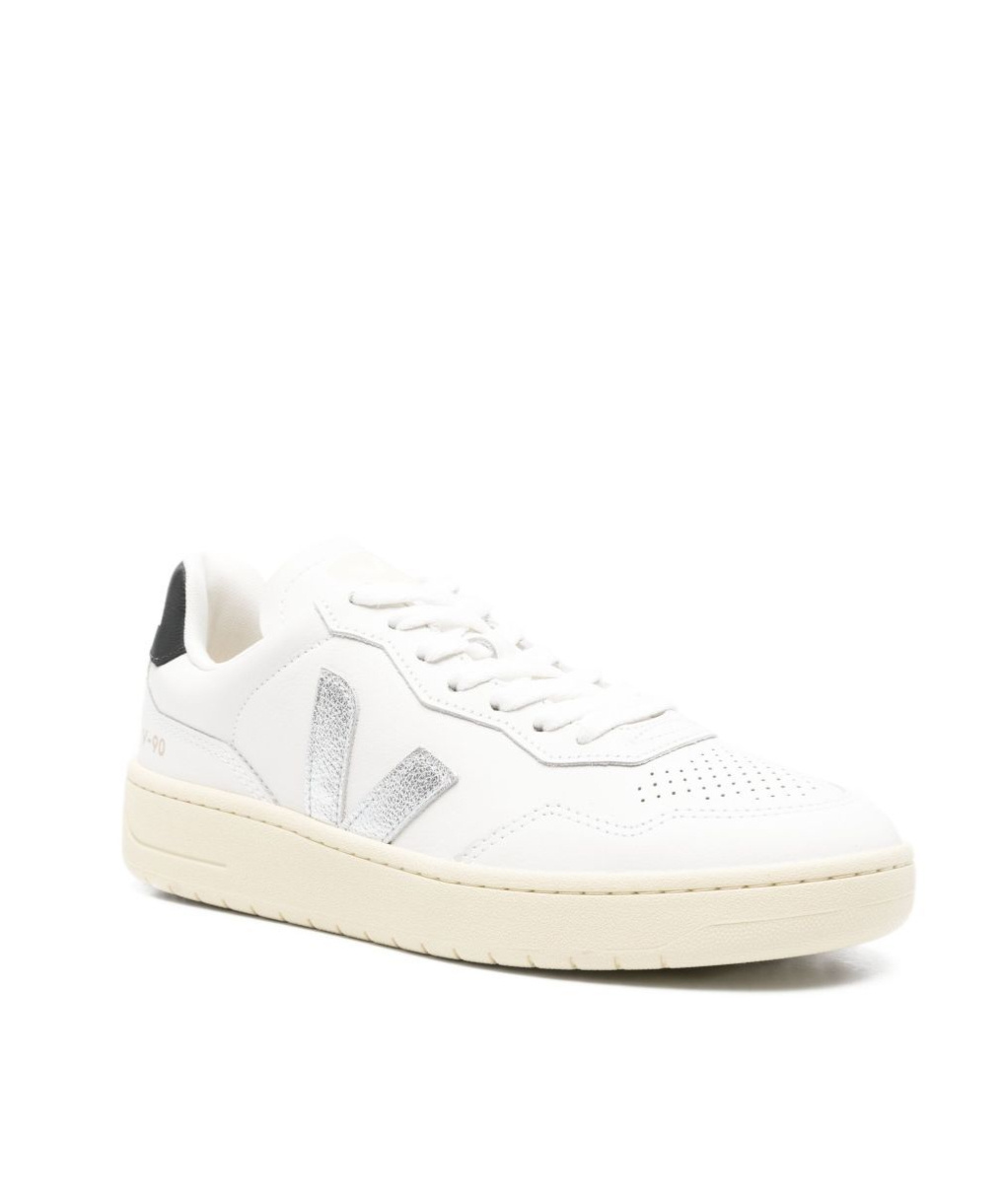 Veja V-90 Low-top Leather Sneakers In White
