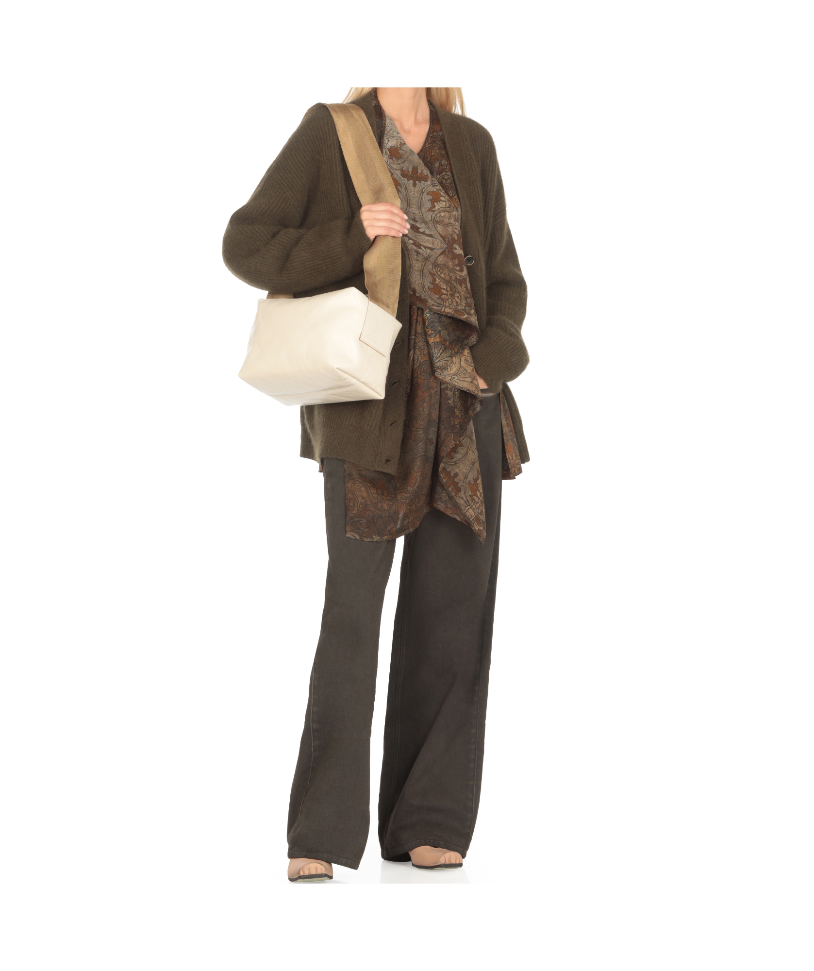 Uma Wang Zippered Shoulder Bag In White