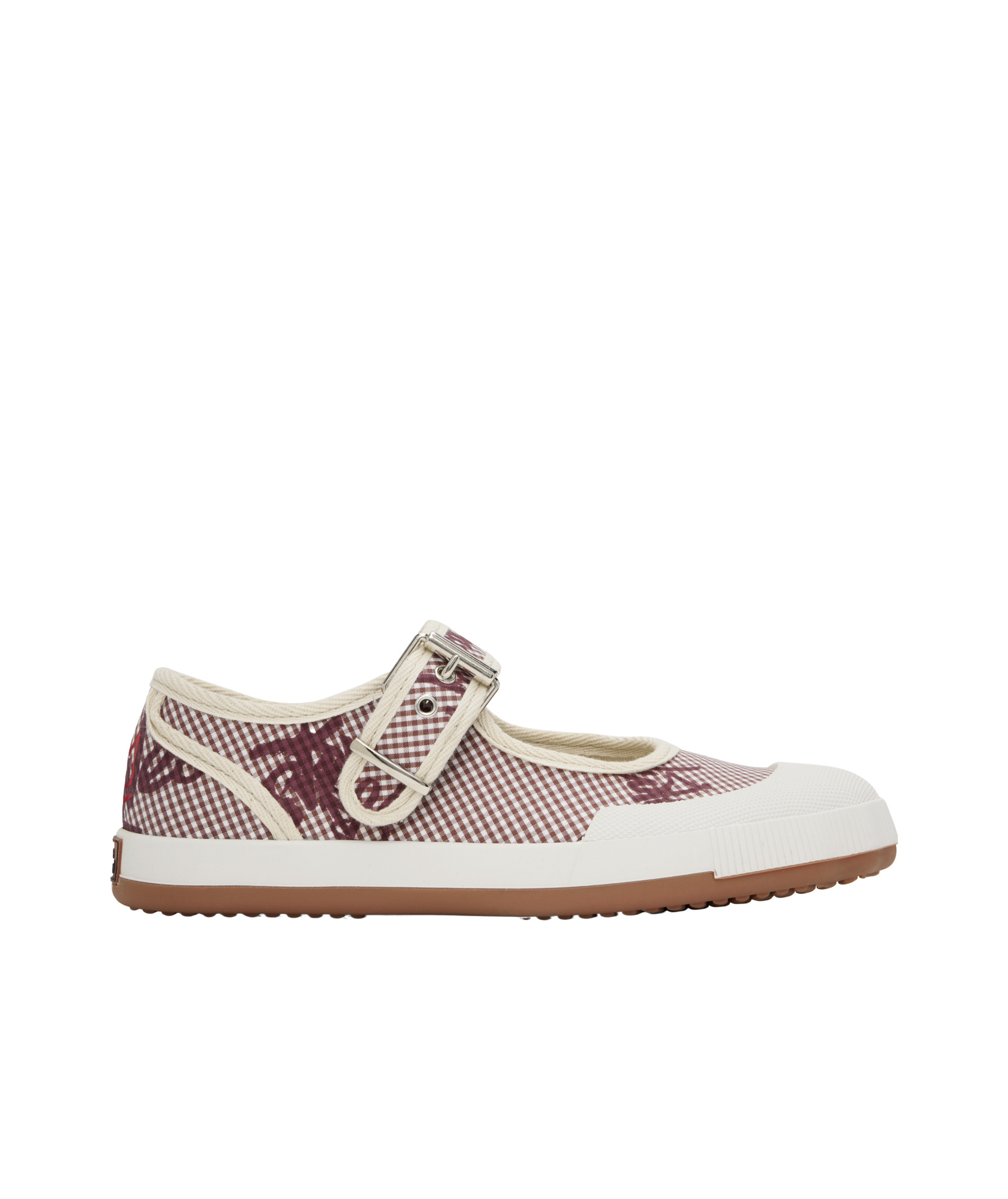Vivienne Westwood Red & White Animal Gym Bar Ballerina Flats In Gingham/vw Brown
