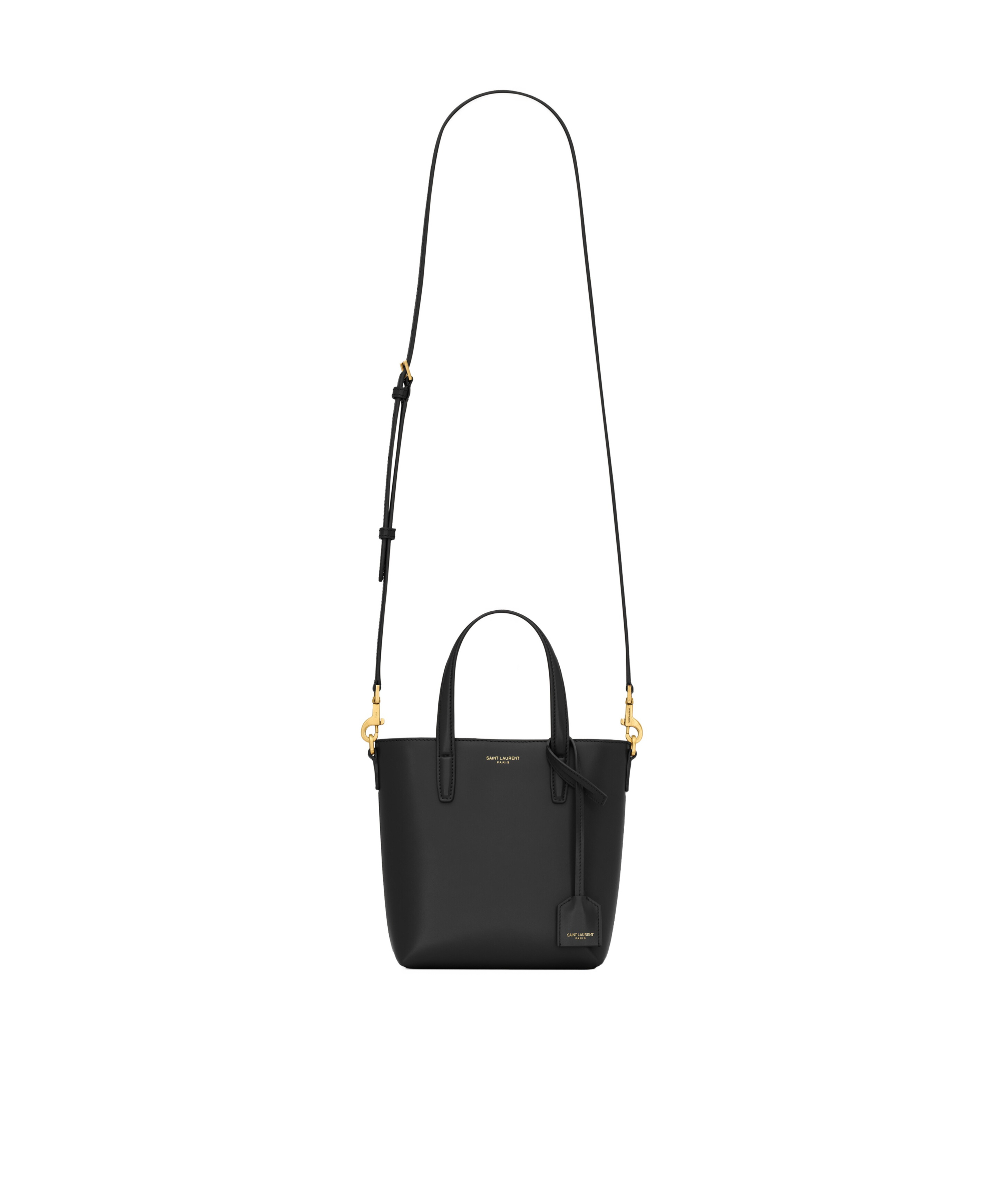 Saint Laurent Shopping Mini Leather Tote Bag In Black