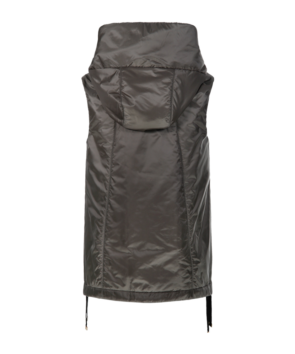 Max Mara Sleeveless Anthracite Jacket With Hood And Quilted Texture In Black
