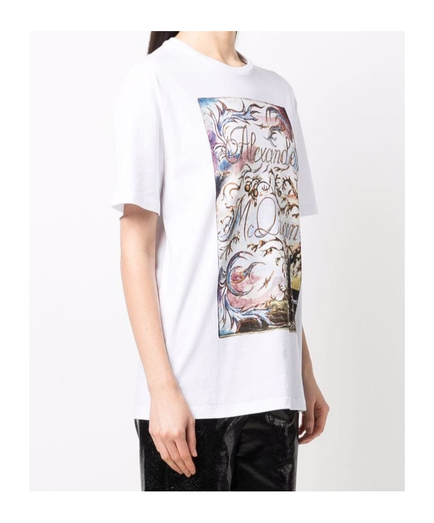 Alexander Mcqueen Nature-print Cotton T-shirt In White
