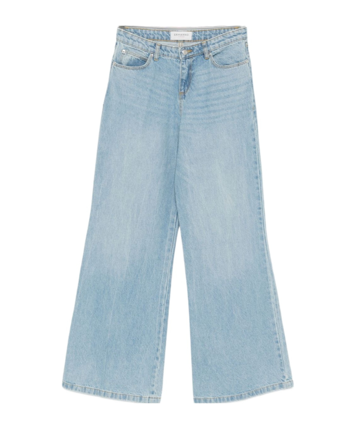 Ermanno Firenze Wide-leg Trousers With Belt Loops And Pockets In Blue