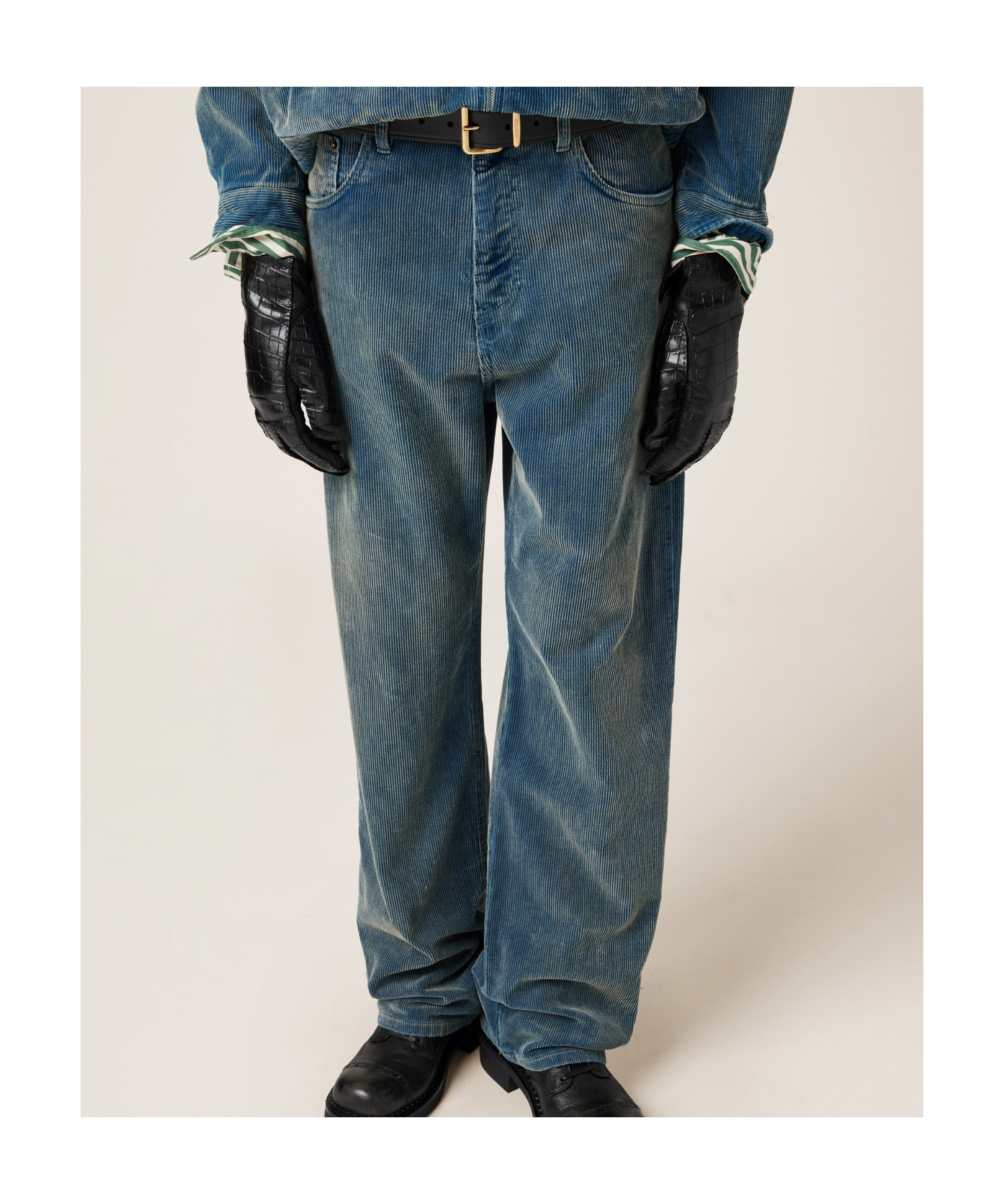 Miu Miu Logo-patch Trousers In Blue