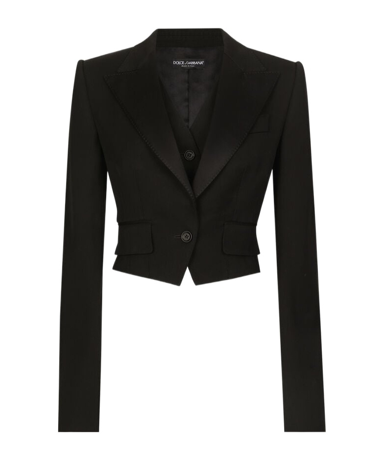 Dolce & Gabbana Wool Gabardine Short Jacket In Black