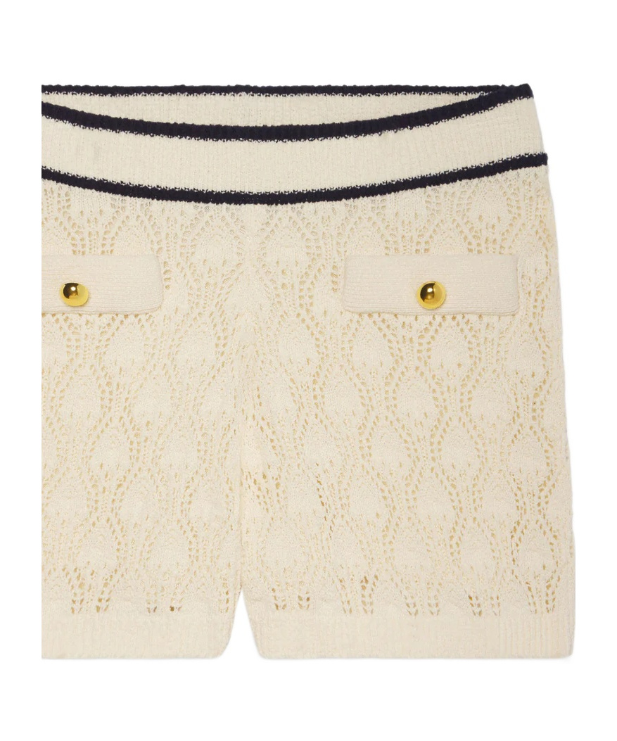 Frame The Rookie Pointelle Knit Shorts In Neutral