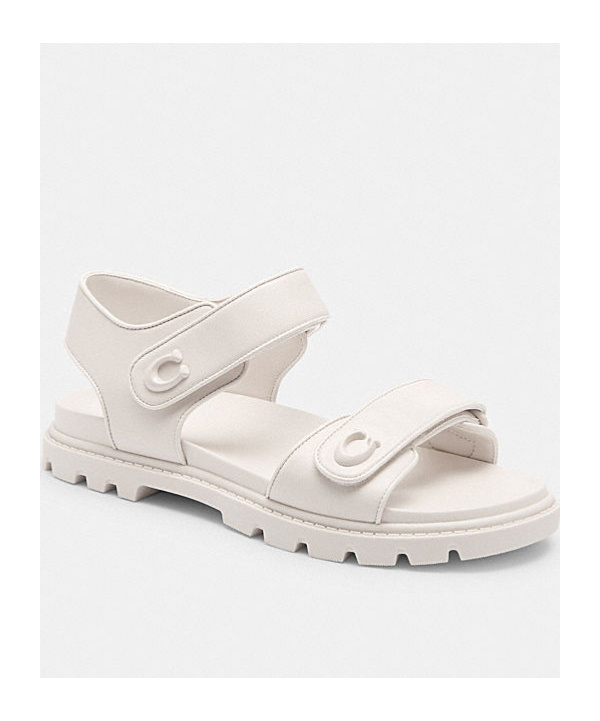 Shop Coach Brynn Leather Sandals In White