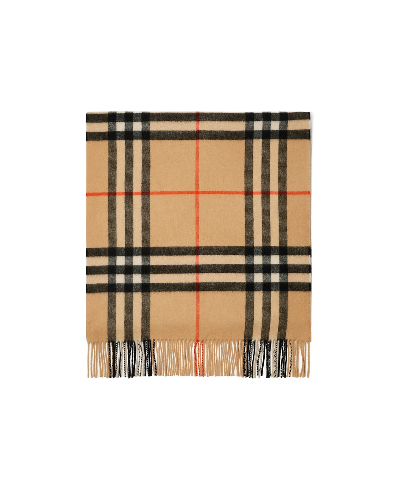 Burberry Wide Cashmere Check Scarf In Nude