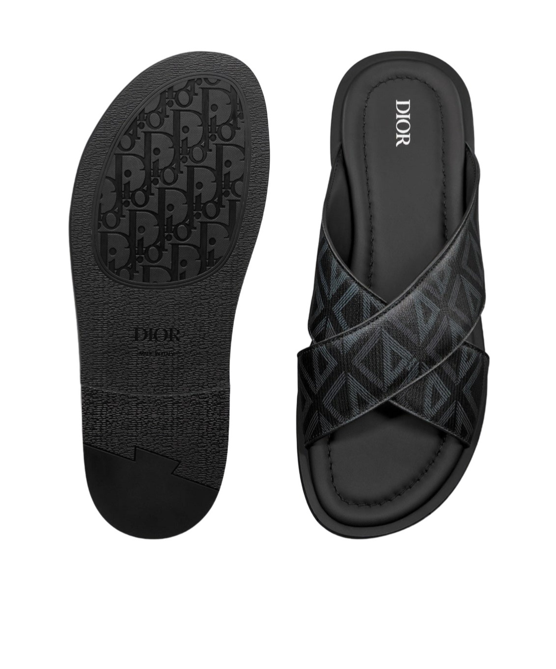 Dior Round-headed Slippers In Black