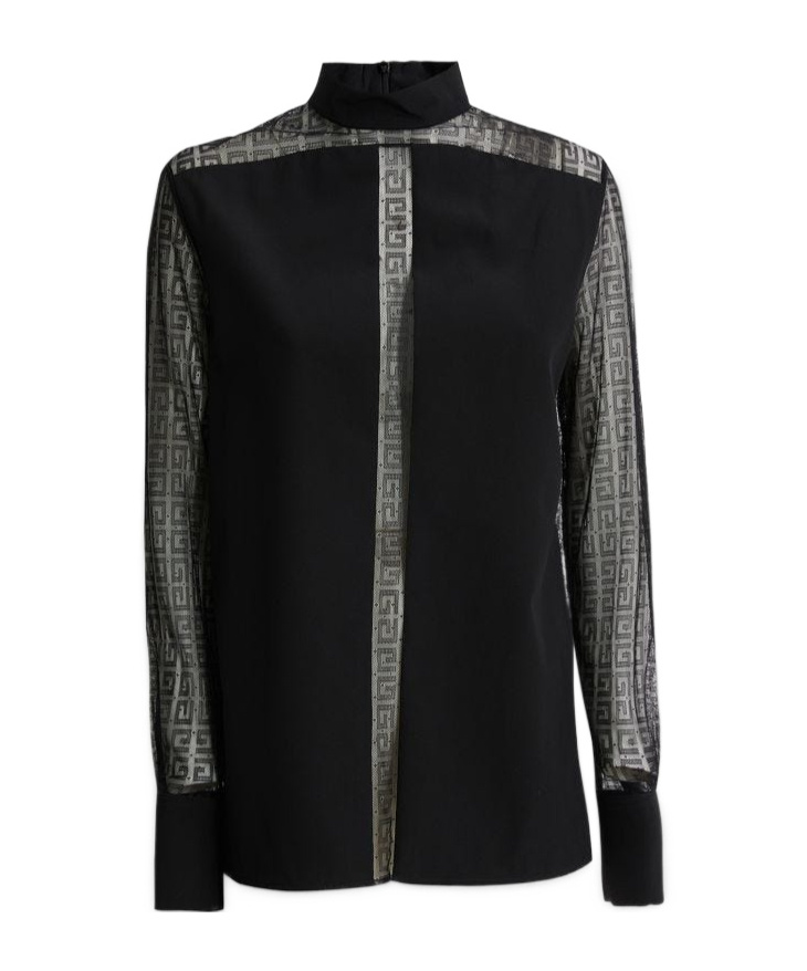 Givenchy 4g-pattern Silk Blouse In Black