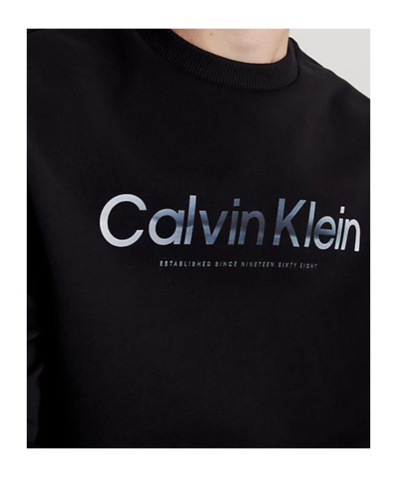 Shop Calvin Klein Logo-print Cotton Sweatshirt In Black