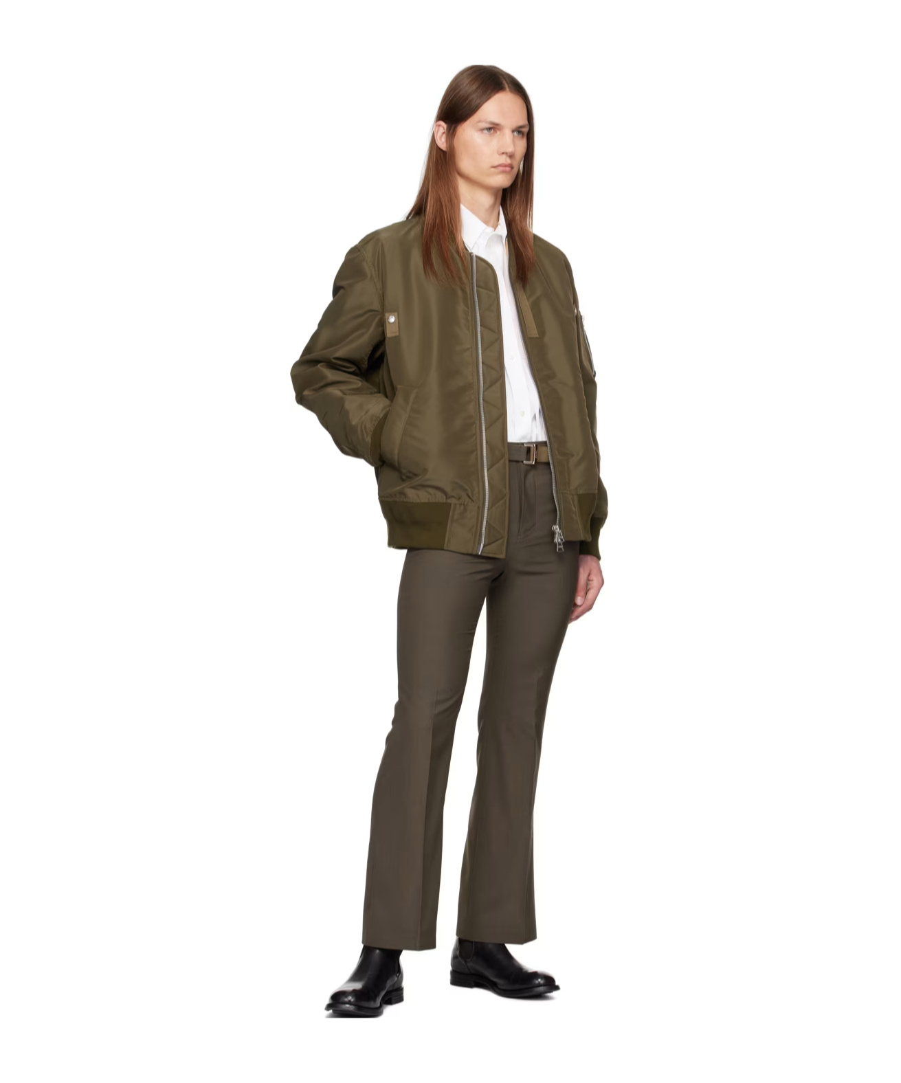 Shop Sacai Two-way Zipper Casual Jacket In Brown