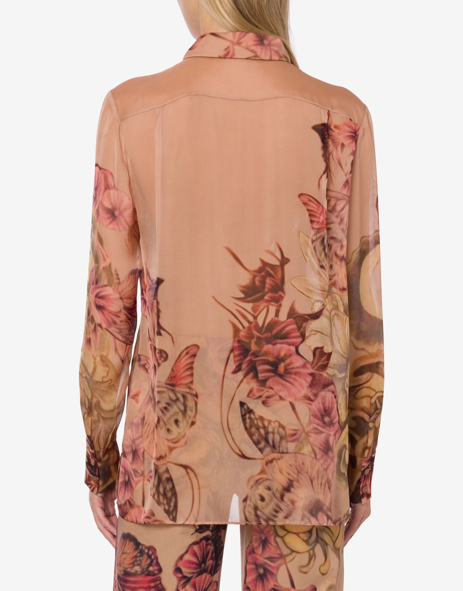 Shop Alberta Ferretti Tattoo-print Silk Shirt In Nude