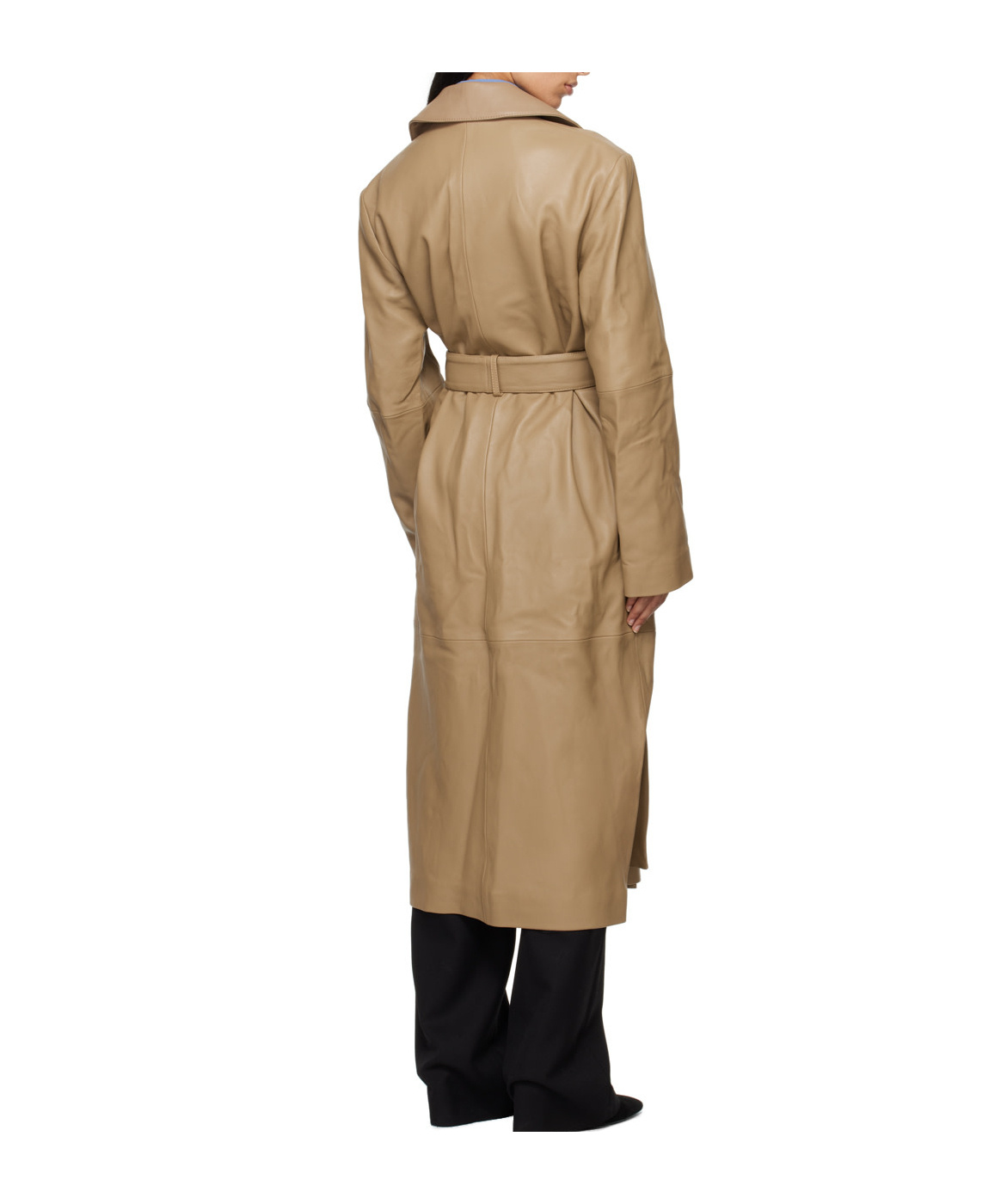 Totême Belted Leather Coat Truffle In Brown