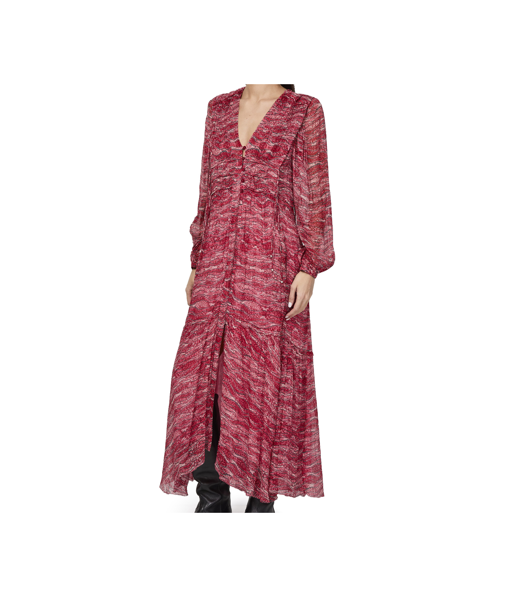 Shop Isabel Marant Étoile Long Sleeve Dress In Red
