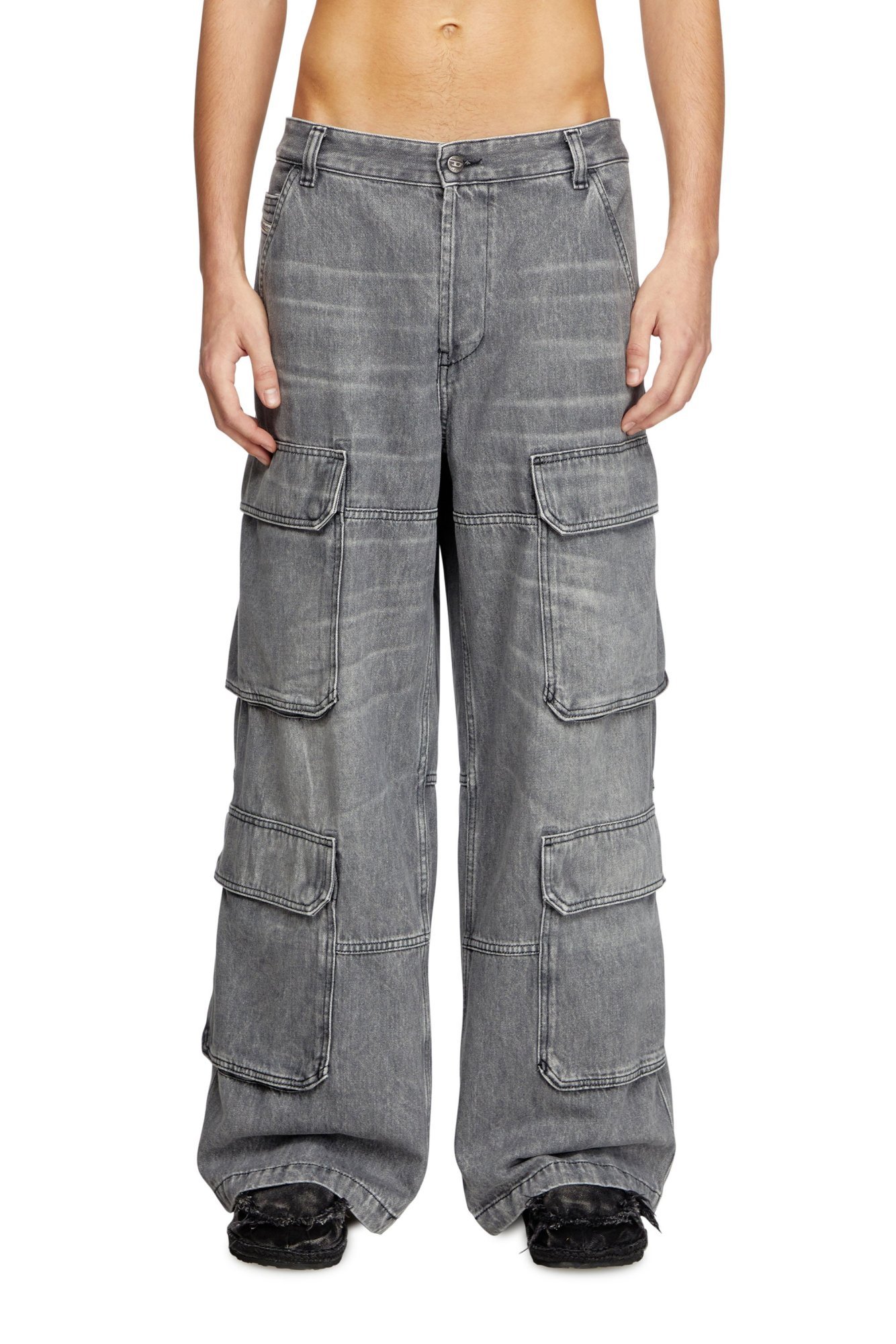 Diesel Gray Relaxed D-touch Odcbe Jeans In Gray