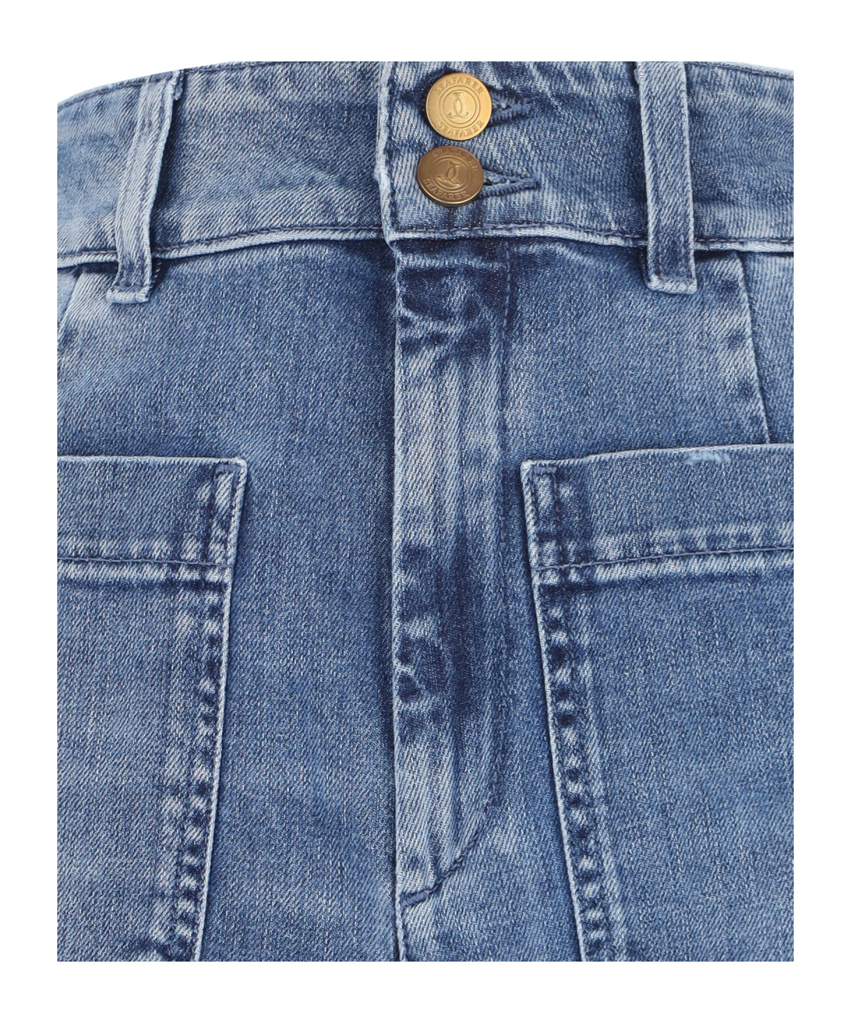 The Seafarer Jane Blue Trousers With Front Pockets And Washed Effect In Cotton Woman In Blue