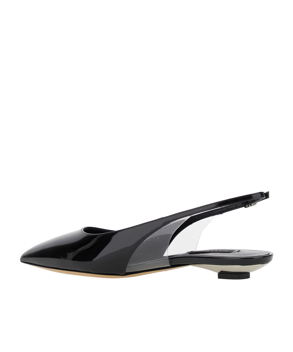 Casadei 'miniblade Tiffany' Black Slingback Ballet Shoes In Patent Leather Woman In Black