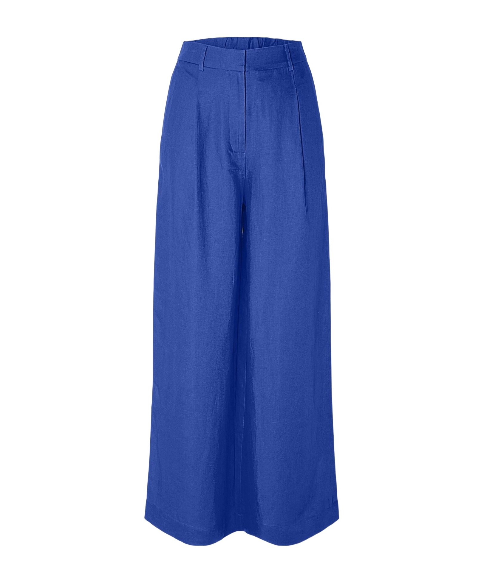 Selected High-waisted Wide-leg Casual Pants In Blue