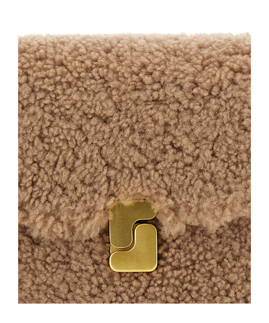 Soeur Plush Textured Mini Bag With Gold-tone Clasp In Neutral