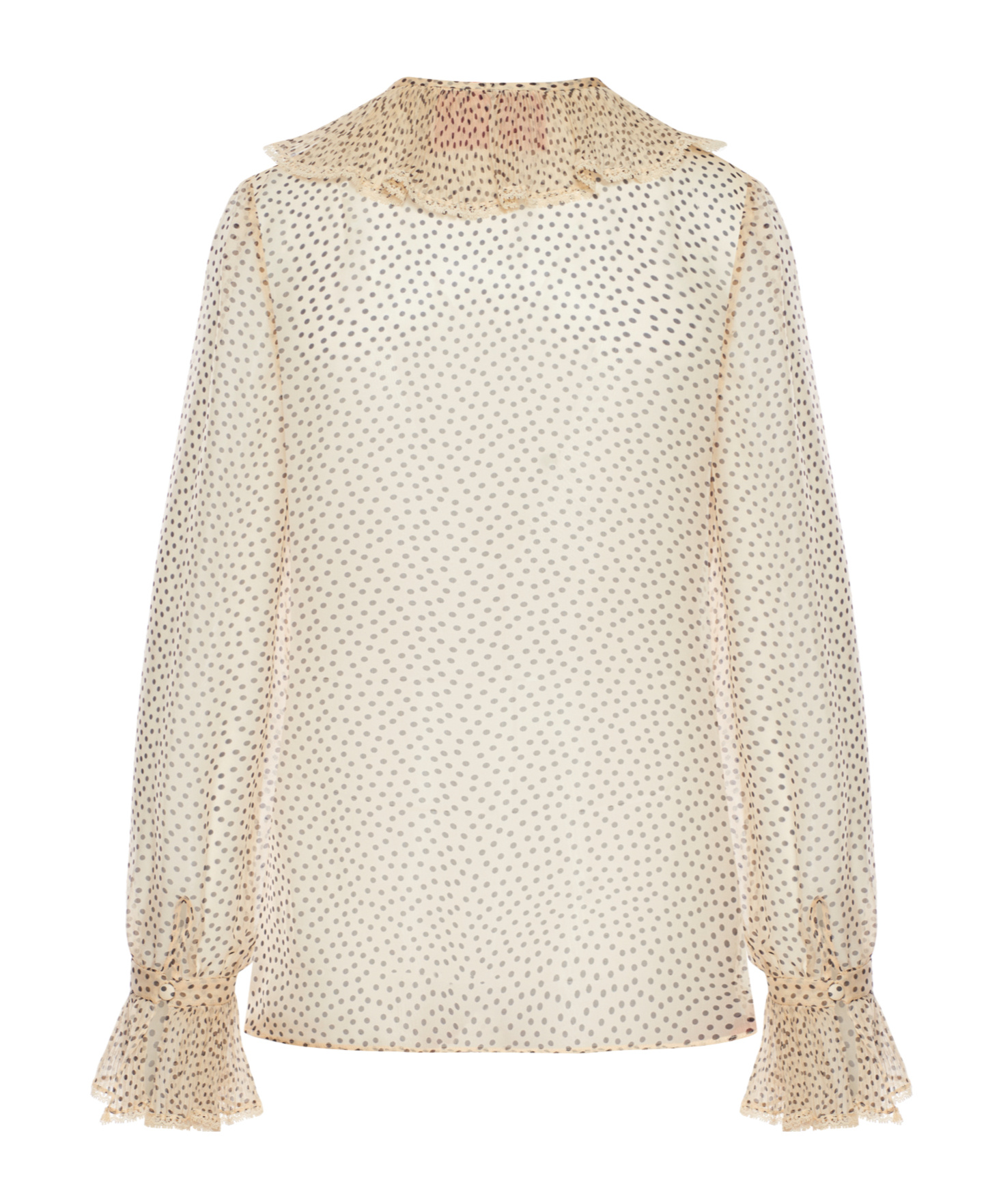 Valentino Polka Dot Printed Ruffled Top In Nude