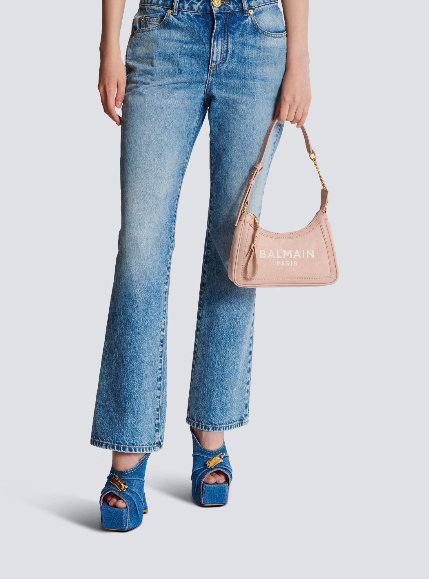 Balmain B-army Shoulder Bag In Nude