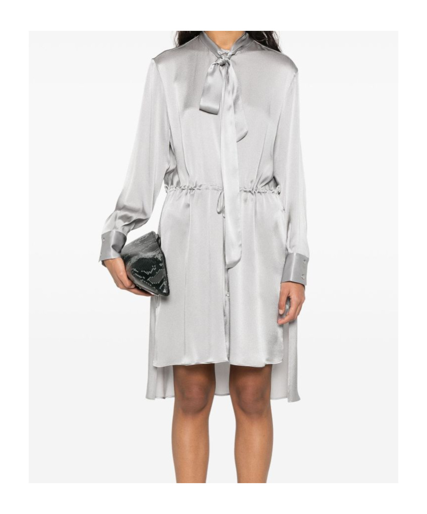 Semicouture Grey 'rossana' Short Dress In Silk In White