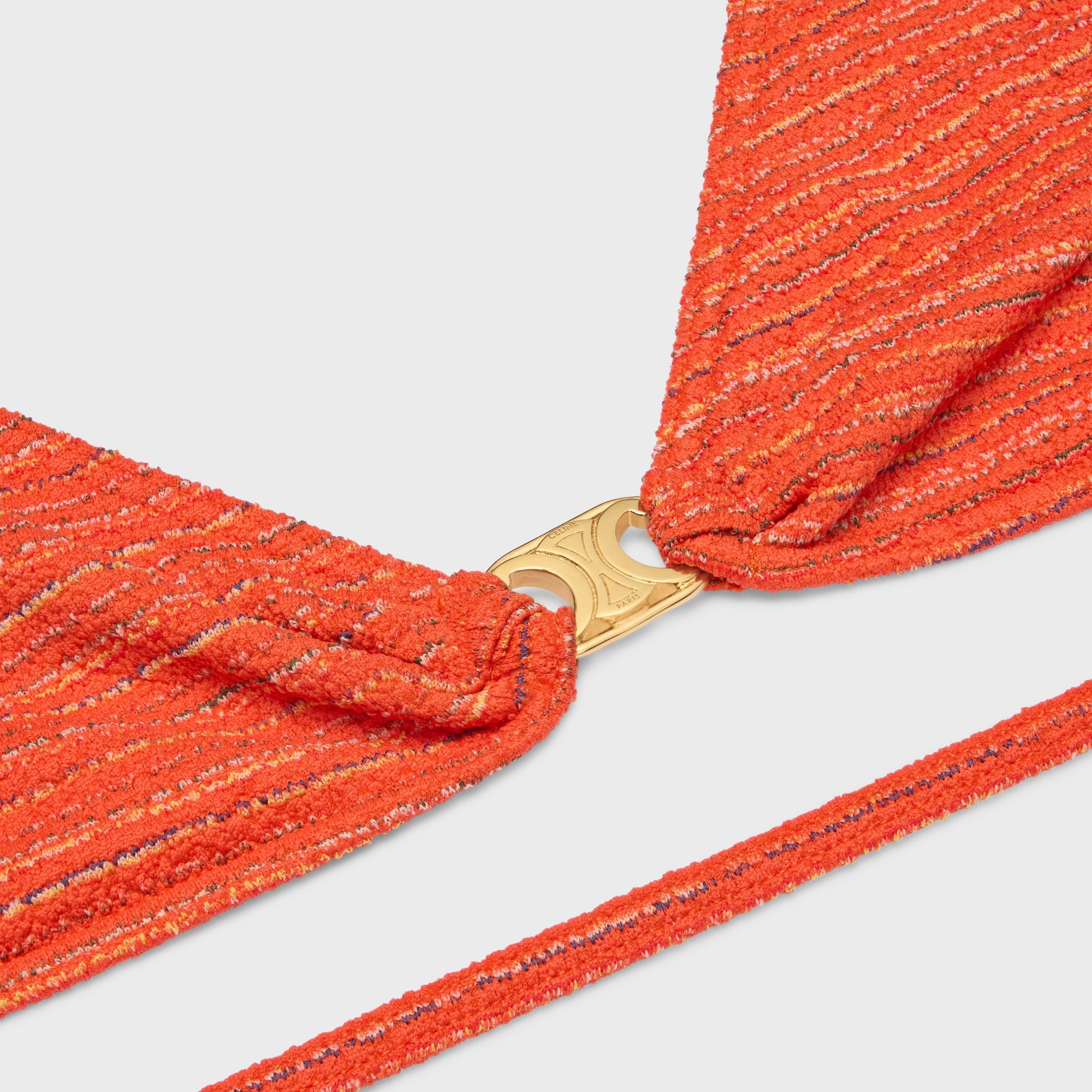 Celine Triomphe Triangle Top In Striped Jersey In Orange