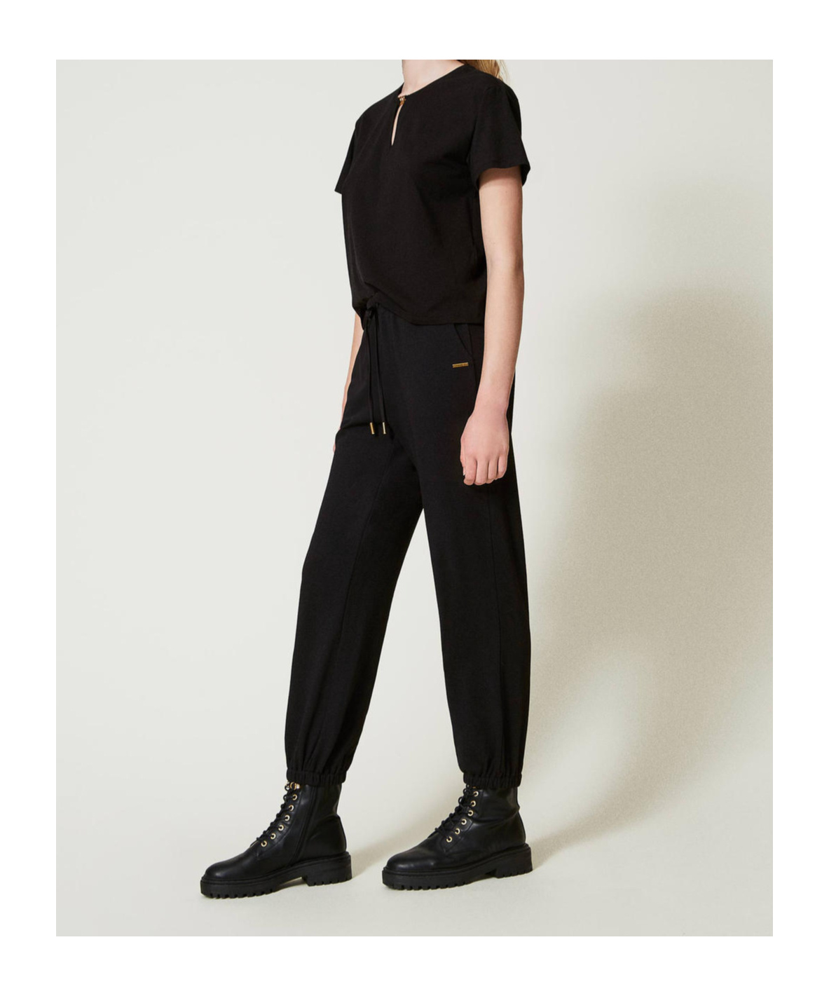 Shop Twinset Satin-trim Track Pants In Black