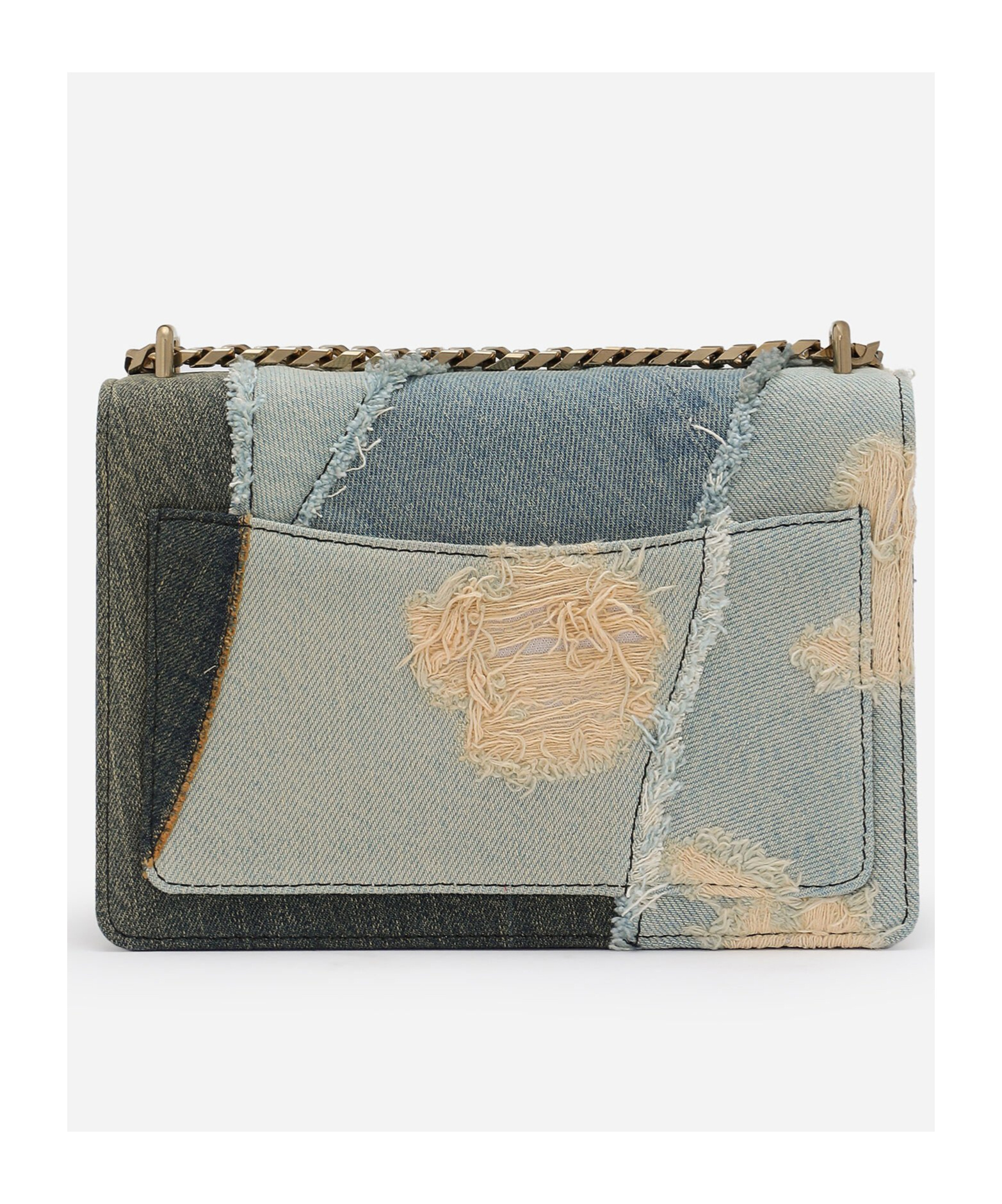 DOLCE & GABBANA LOGO PLAQUE DENIM PATCHWORK CROSS BODY BAG