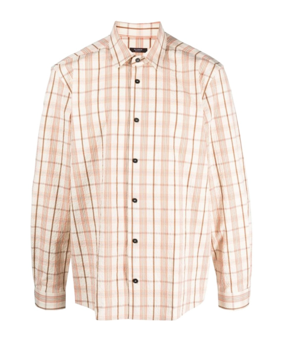 Peserico Check-pattern Long-sleeve Shirt In Brown