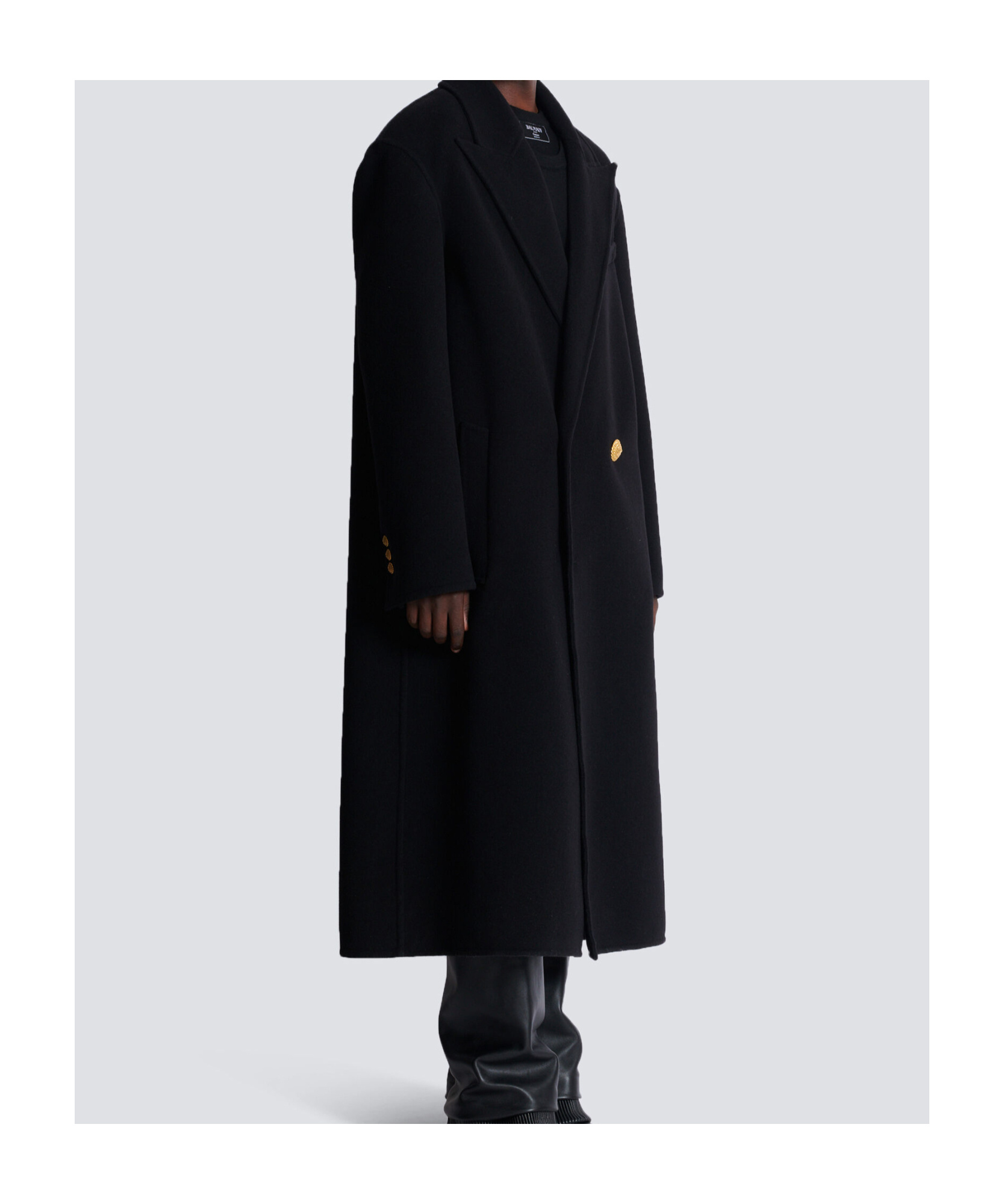 BALMAIN LONG COAT IN DOUBLE-FACED WOOL