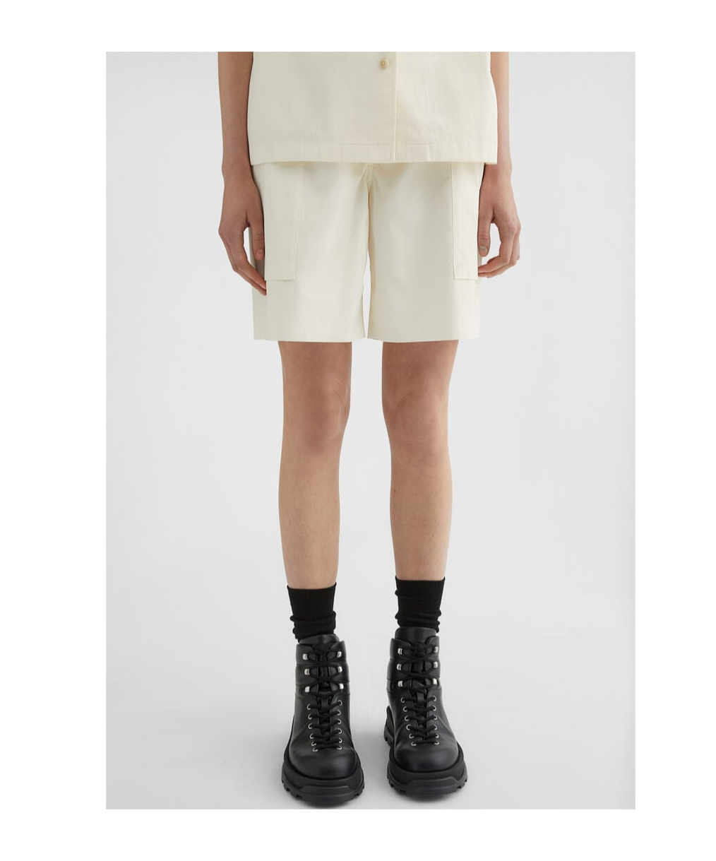 Jil Sander Elastic Waist Shorts In Eggshell