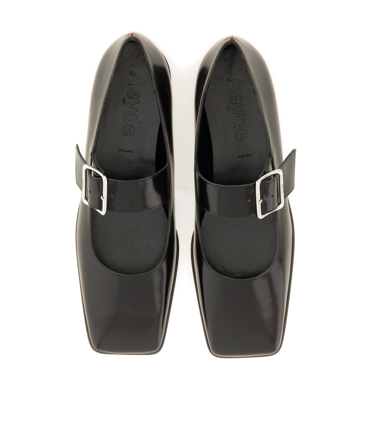 Aeyde Sunny Polido Dancer Lamb Leather Flats In Black