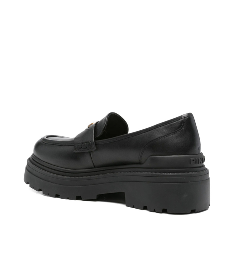 Pinko Round Toe Loafers In Black
