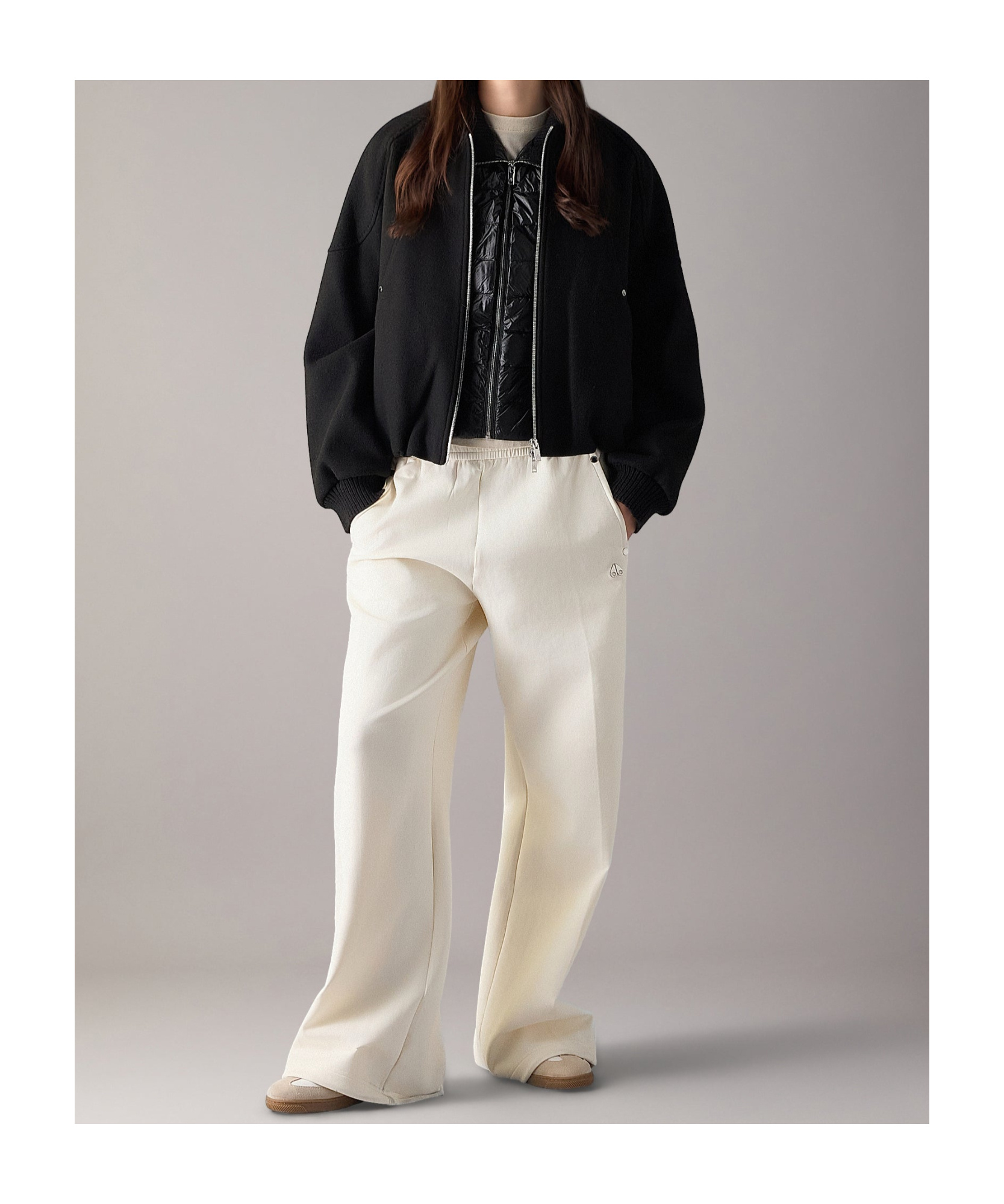 Moose Knuckles Grid 3-in-1 Wool Bomber Jacket In Black