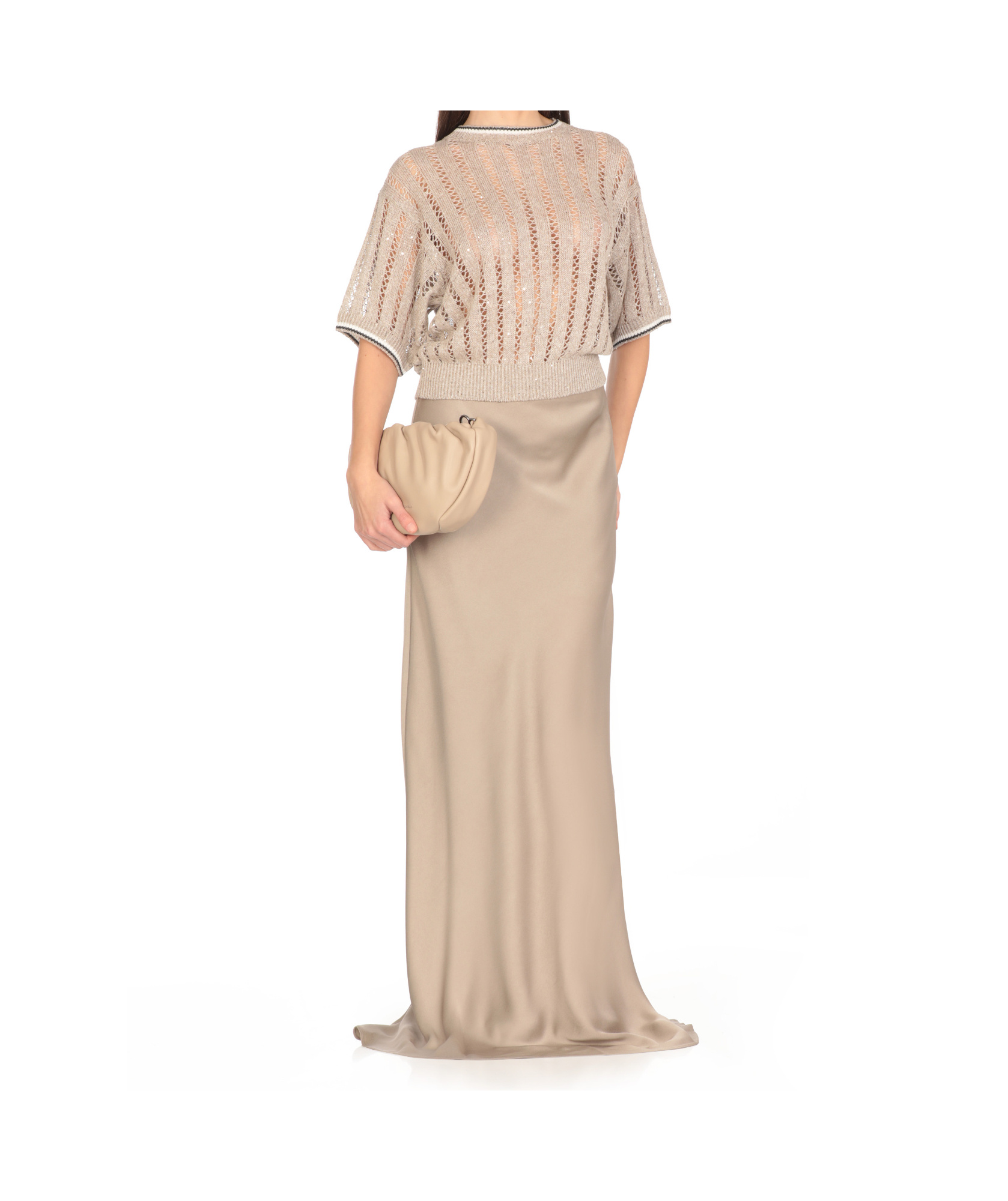 Brunello Cucinelli Pleated Skirts In Nude