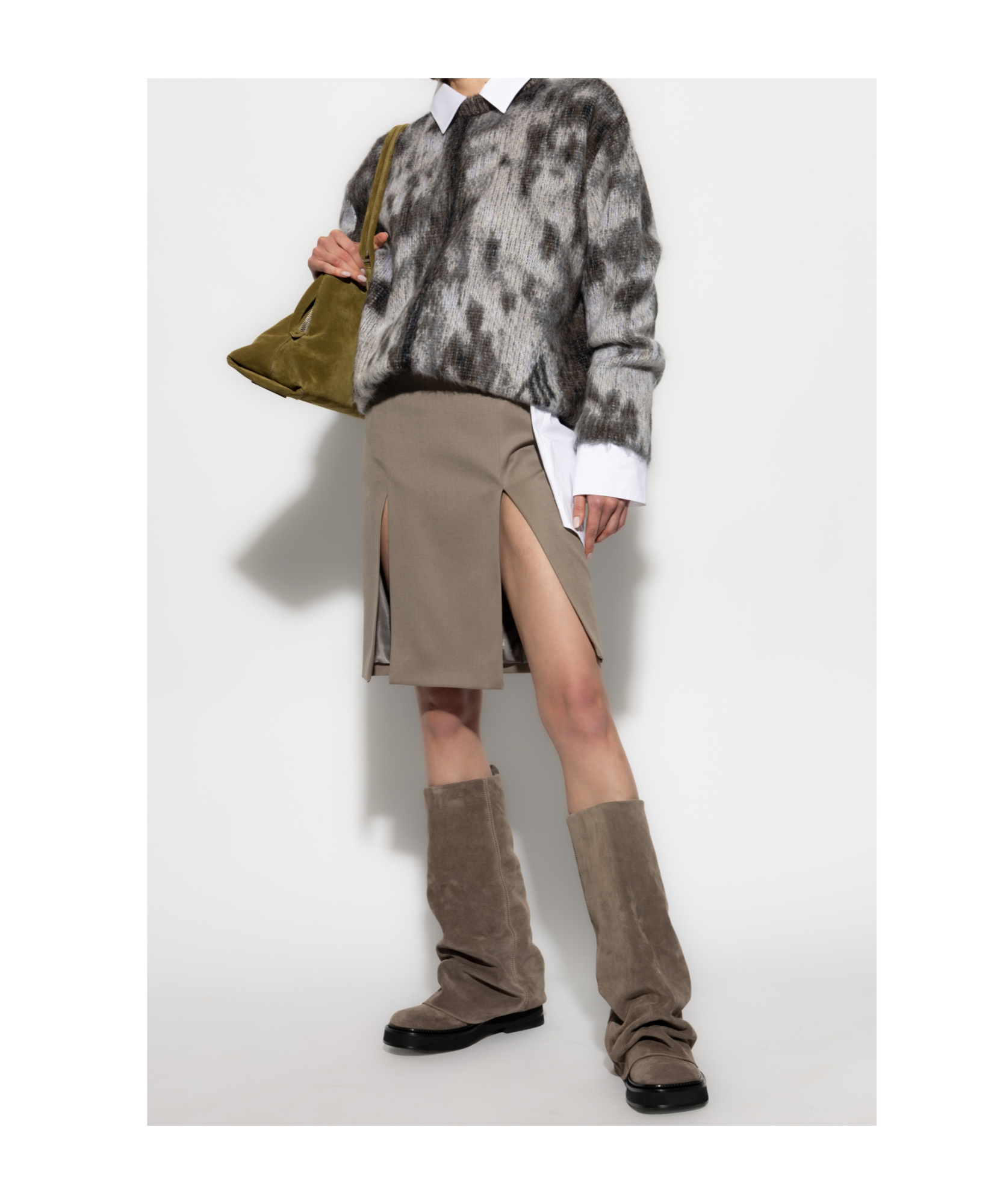 Attico Leopard-print Jacquard Sweater In Gray