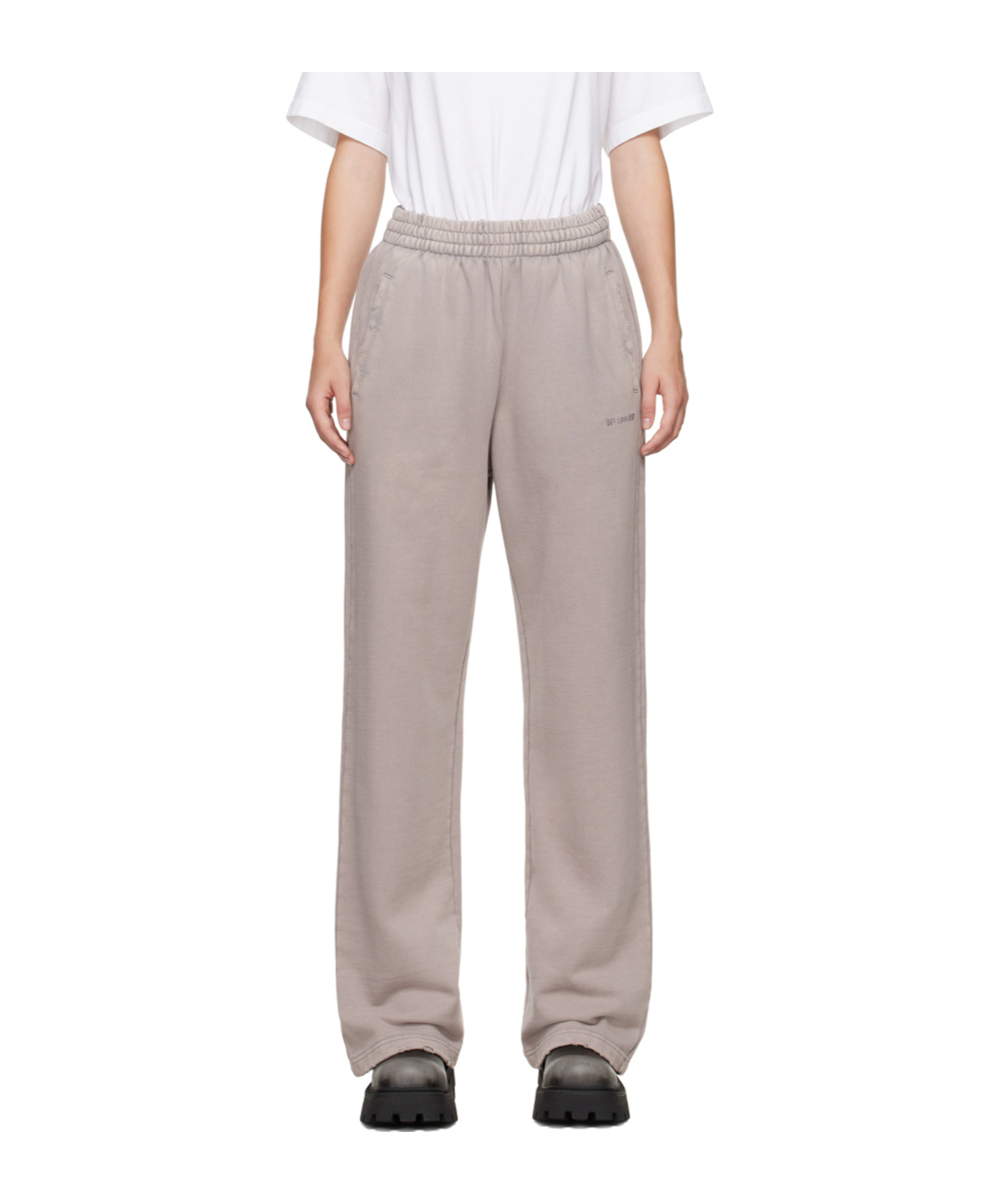 We11 Done Logo Embroidered Sweatpants In Nude | ModeSens