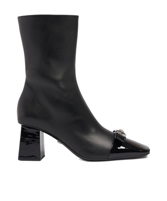 Versace Gianni Ribbon Leather Ankle Boots With
