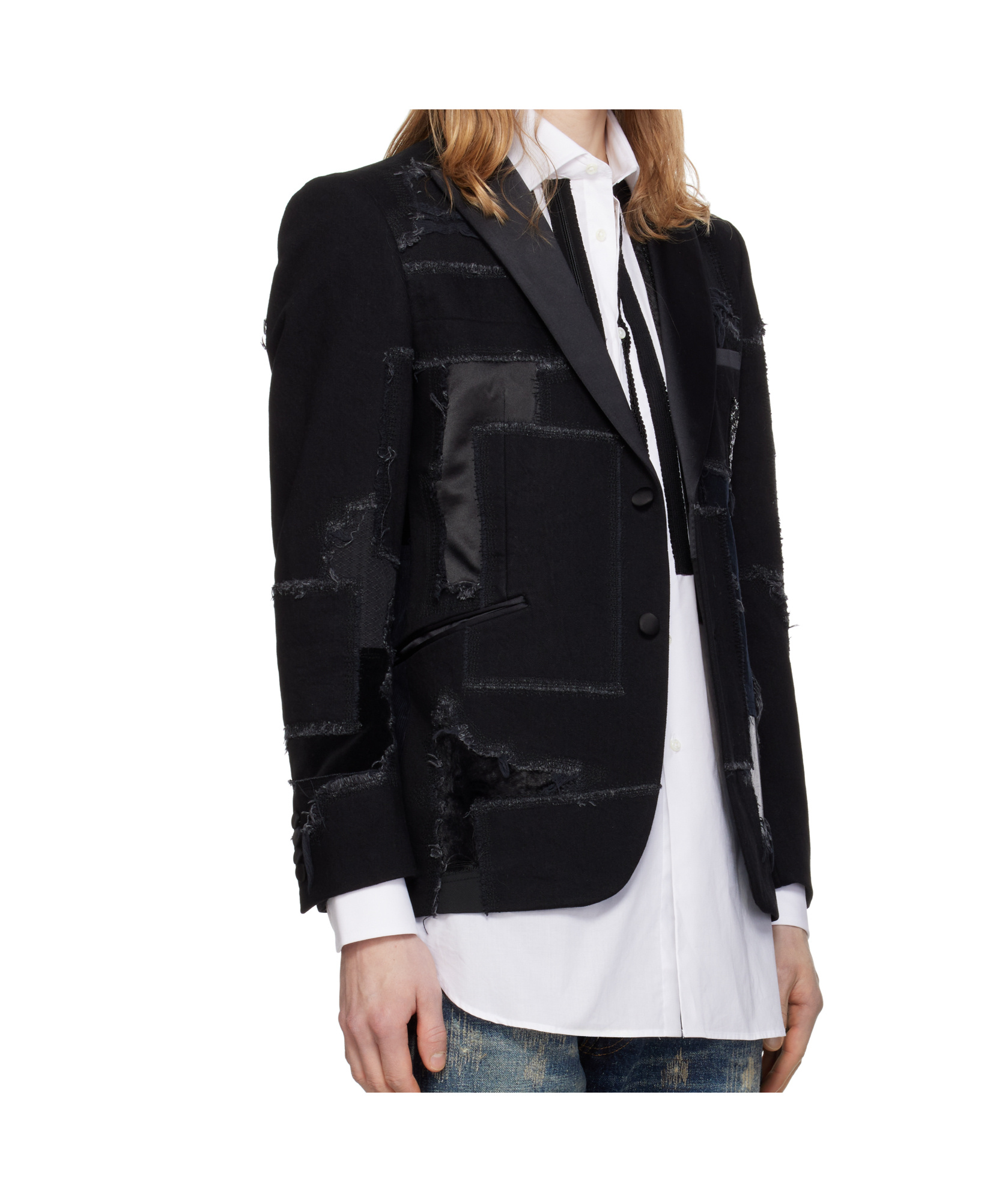 Junya Watanabe Black Patchwork Blazer In Black