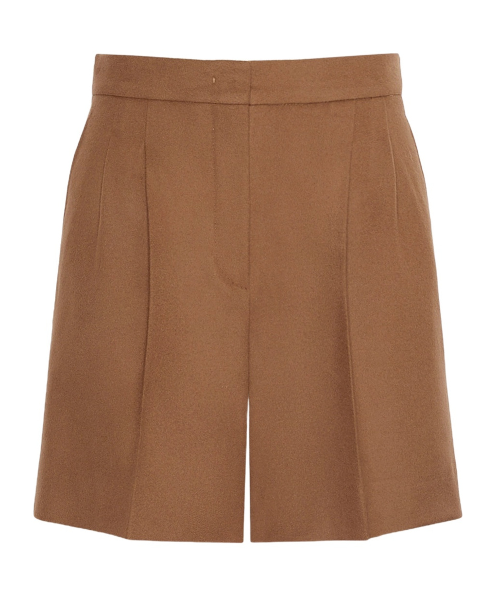 Max Mara Wool Poplin Shorts In Tobacco Color