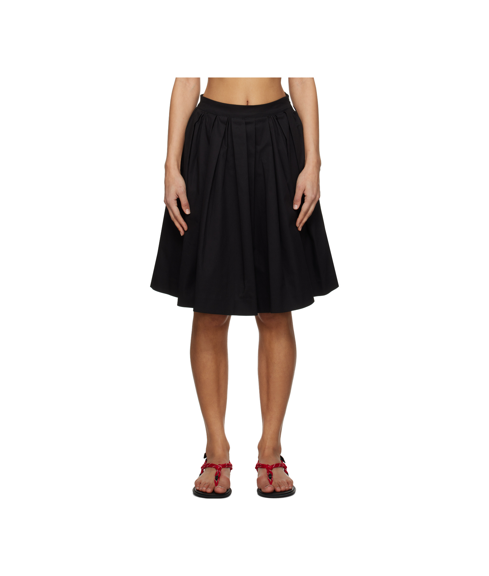 Msgm Black Pleated Miniskirt In Black