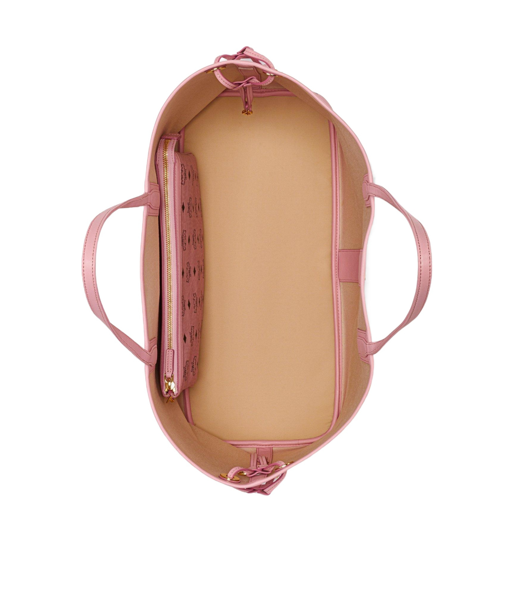 Mcm Monogram Printed Top Handle Bag In Pink
