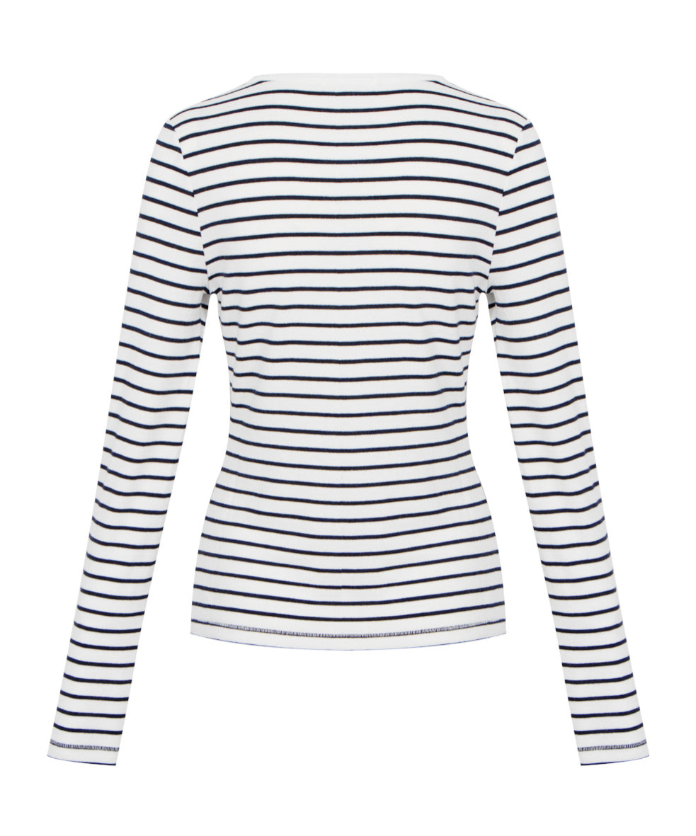 Rag & Bone The Knit Stripe Henley Top In White
