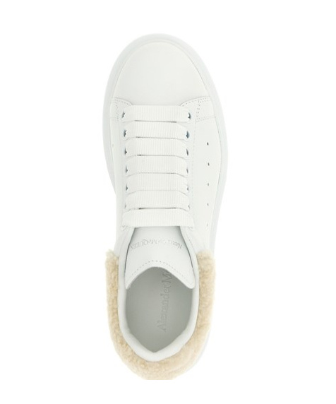 Alexander Mcqueen Mcqueen Oversize Genuine Shearling Trim Sneaker In White