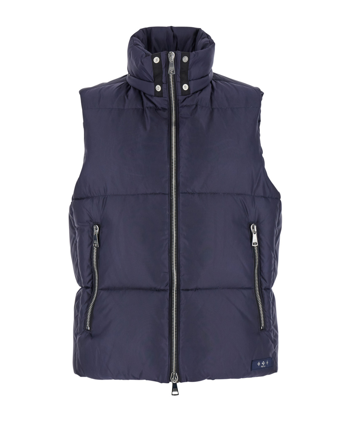 Tatras 'melko' Blue Sleeveless Down Jacket With Hood And Logo Patch In Black