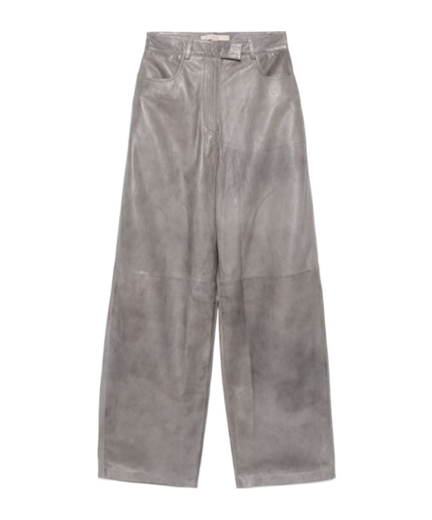 Remain Birger Christensen Belt And Loop Leather Pants In Gray