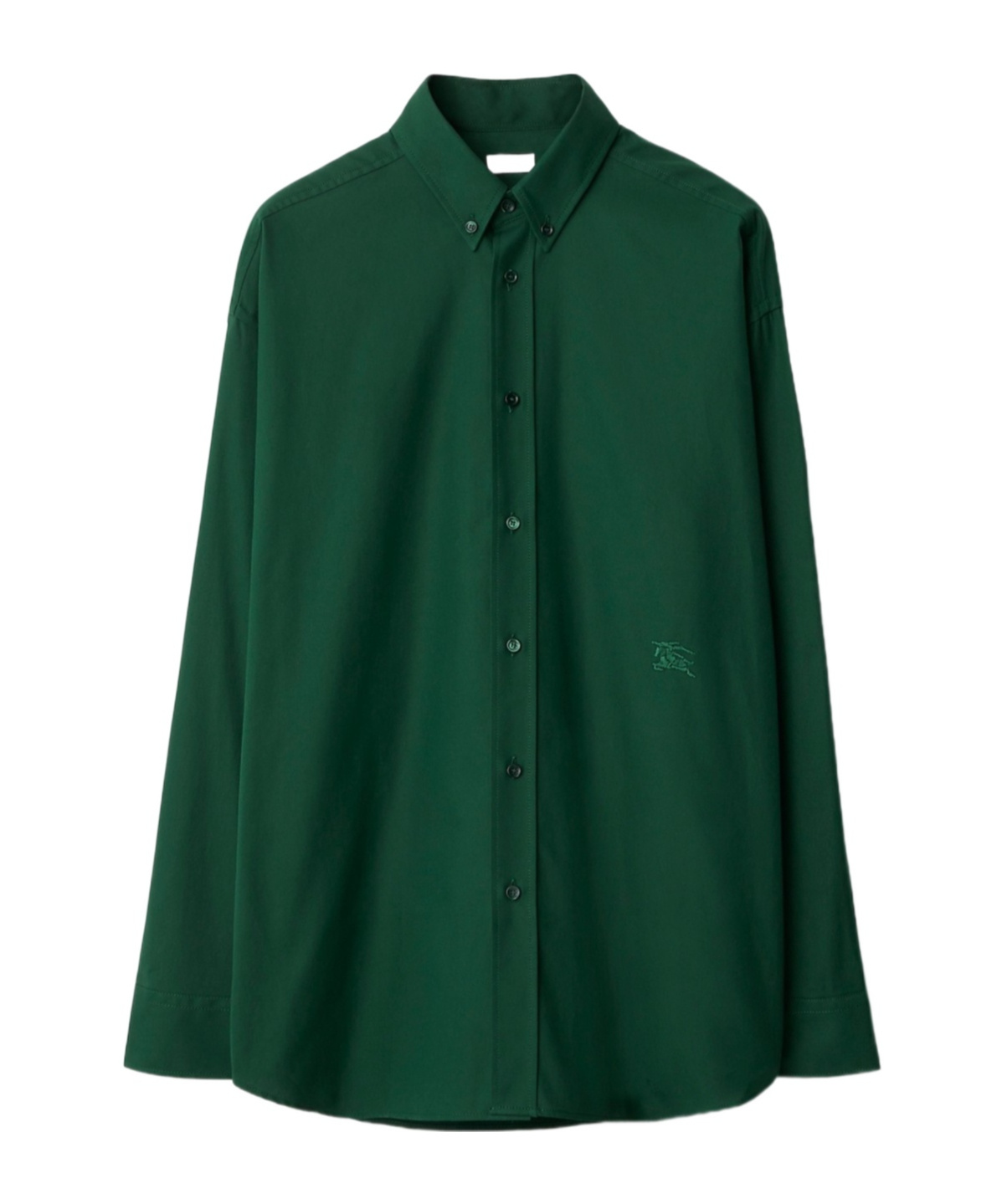 Burberry Equestrian Knight Embroiered Cotton Shirt In Green