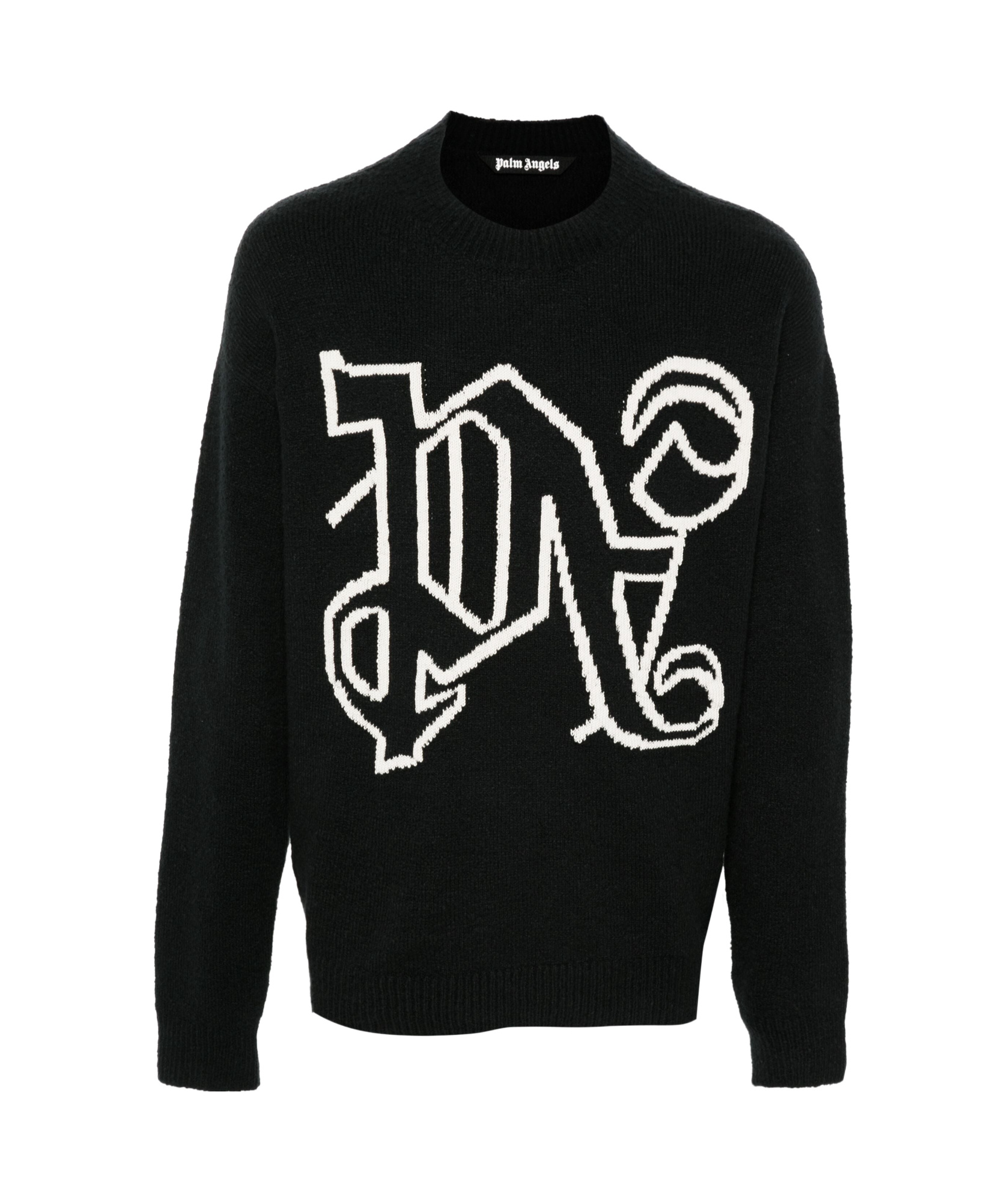 Palm Angels Intarsia-knit Logo Jumper In Black